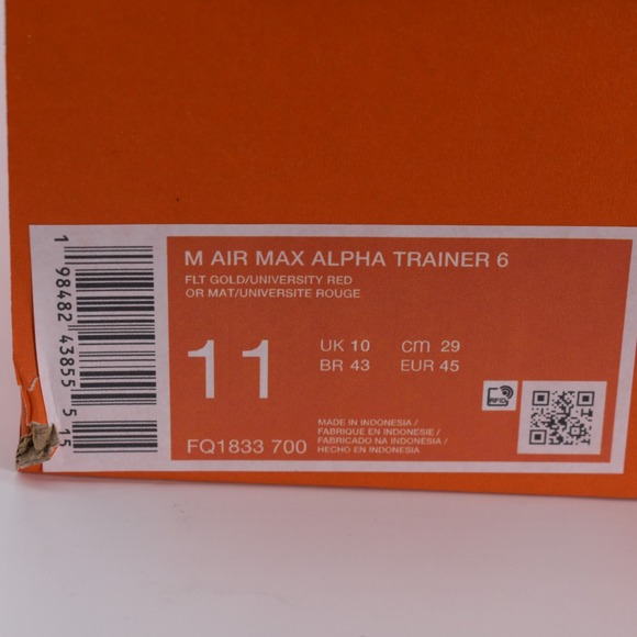 Nike Air Max Alpha Trainer 6 Sneakers Sz 11 Flat Gold University Red FQ1833-700 - Picture 15 of 15